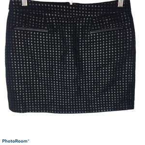 Gap Vegan Leather Check Detail Black Mini‎ Skirt 0
